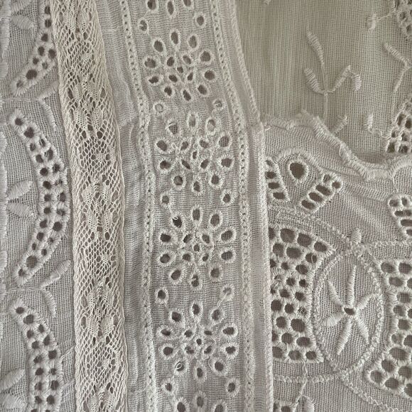 Zara Soft Pink Nude Broderie Anglais Tunic Top Size M - Picture 5 of 6